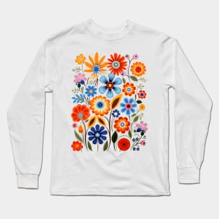 Wildflower Whimsy Shirt - Abstract Floral Women's Tee - Artistic Apparel Long Sleeve T-Shirt